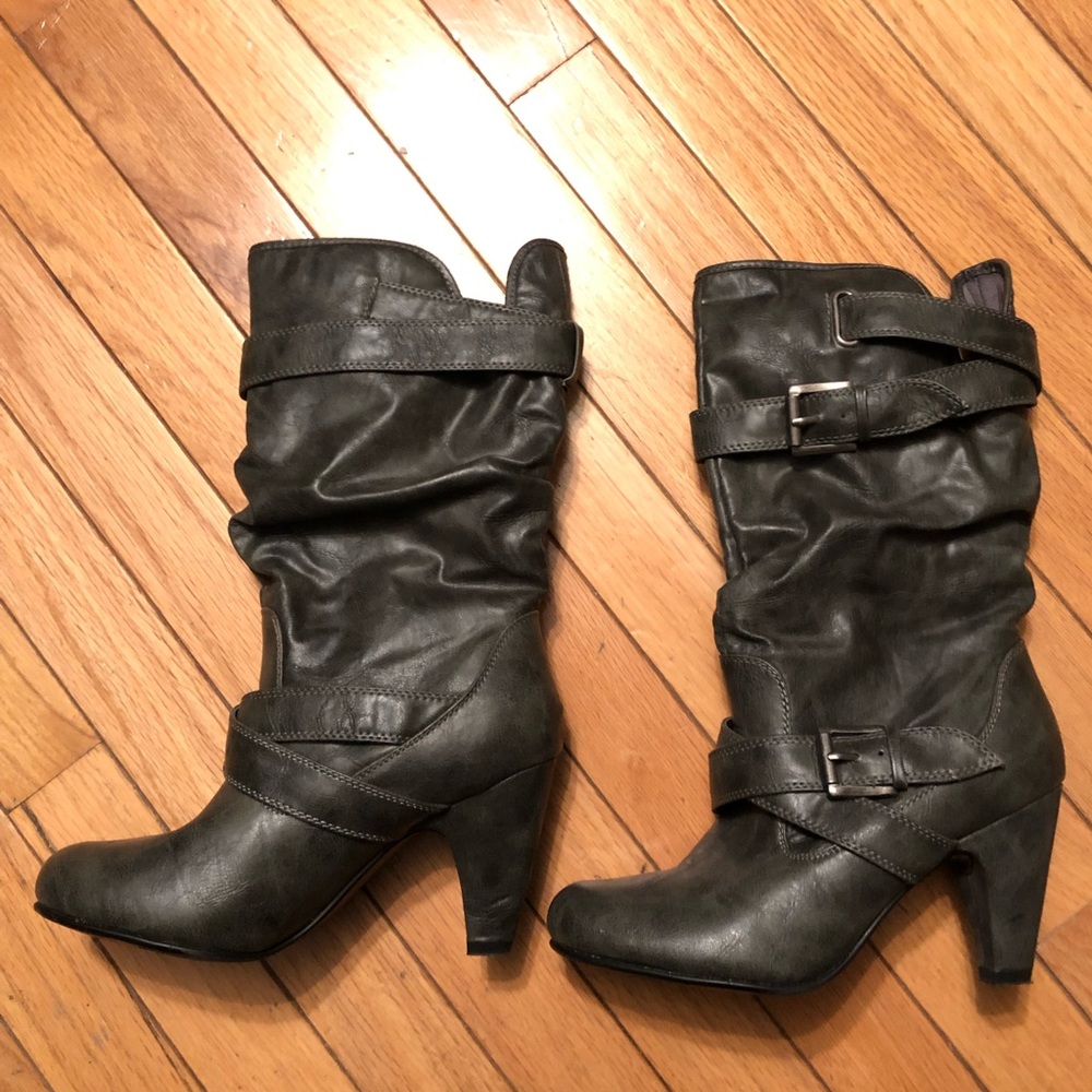 Charcoal Gray Mid Calf Boots